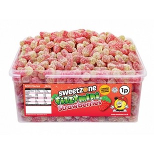 Sweetzone 100% Halal Fizzy Mini Strawberries 350 Pcs Tub